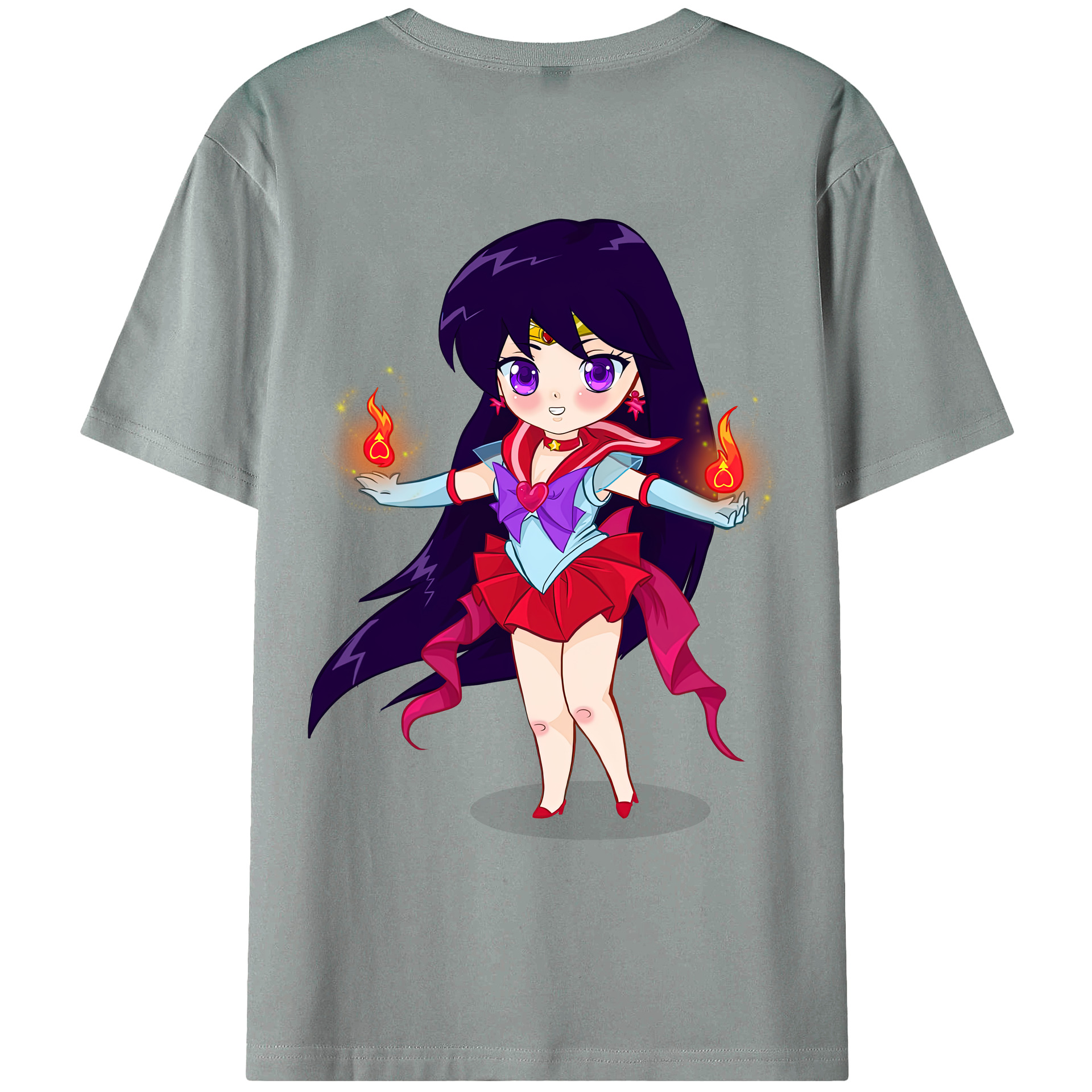 （画像用） 美少女戦士セーラームーン 火野レイ ひの レイ Sailor Moon Hino Rei （セーラーマーズ,Sailor Mars） 綿100％ メンズ半袖Tシャツ（バックプリント） 通気性